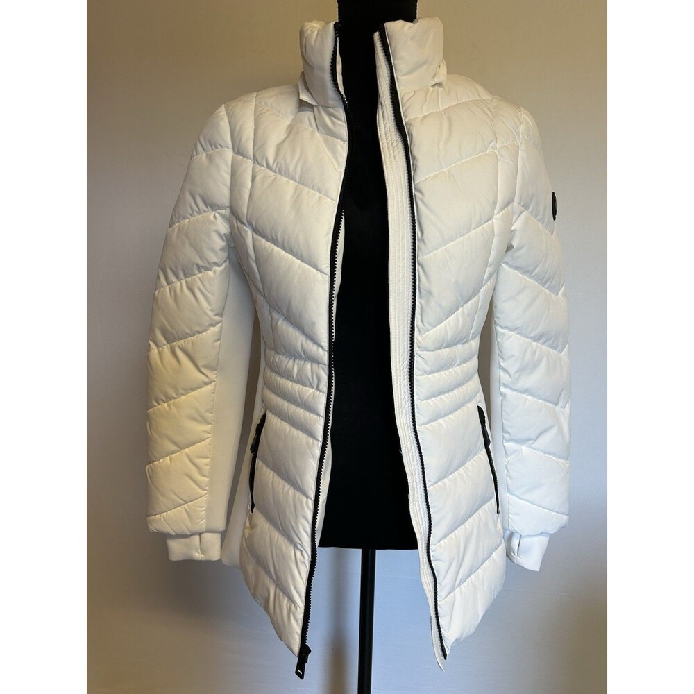 Michael Kors Womens Sz XS Puffer White Jacket Zipper Pockets